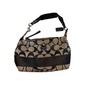 Y2K Vintage Coach Signature Jacquard Hobo Bag Black